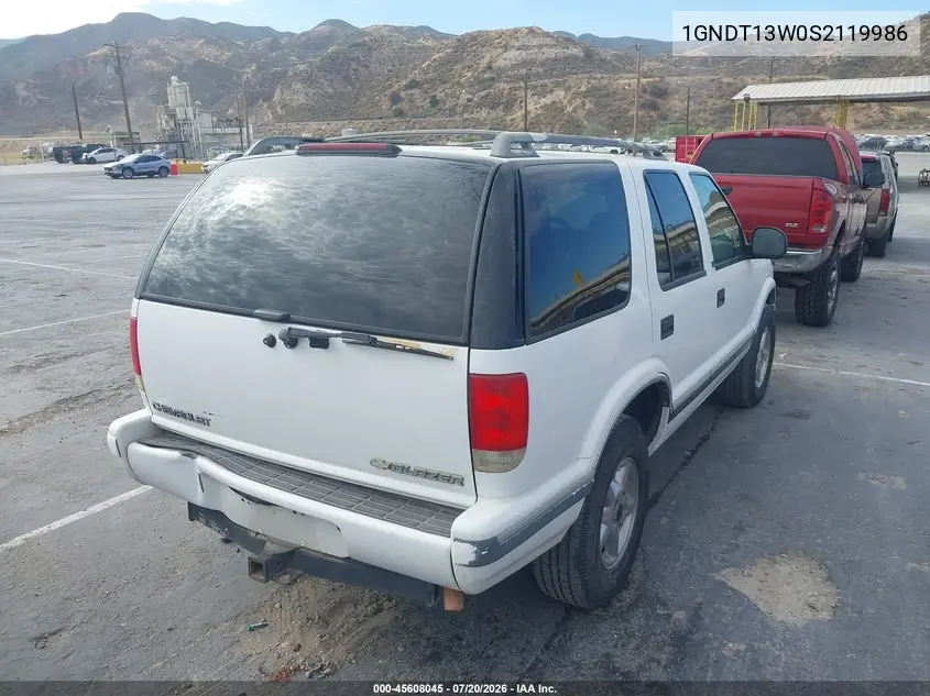 1995 Chevrolet Blazer VIN: 1GNDT13W0S2119986 Lot: 45608045