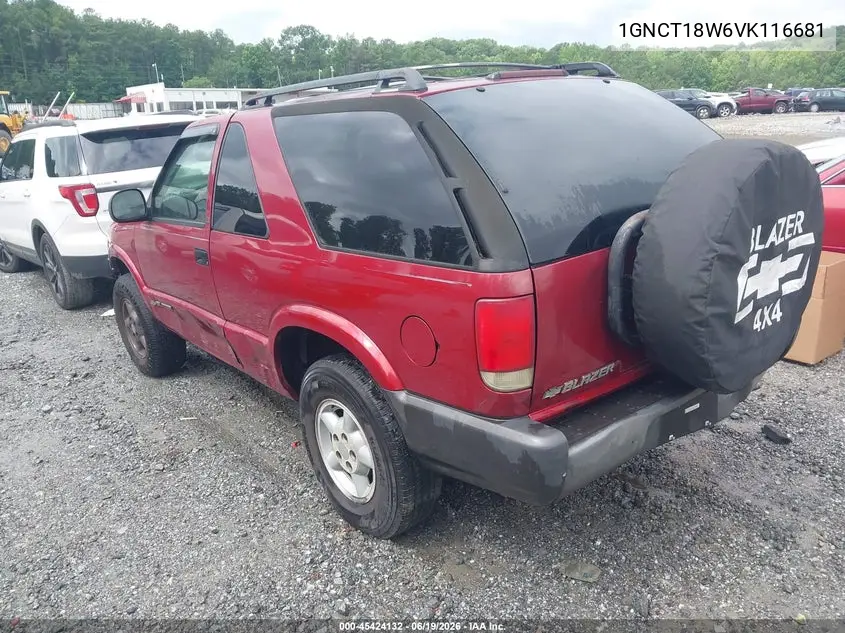 1997 Chevrolet Blazer Ls VIN: 1GNCT18W6VK116681 Lot: 45424132