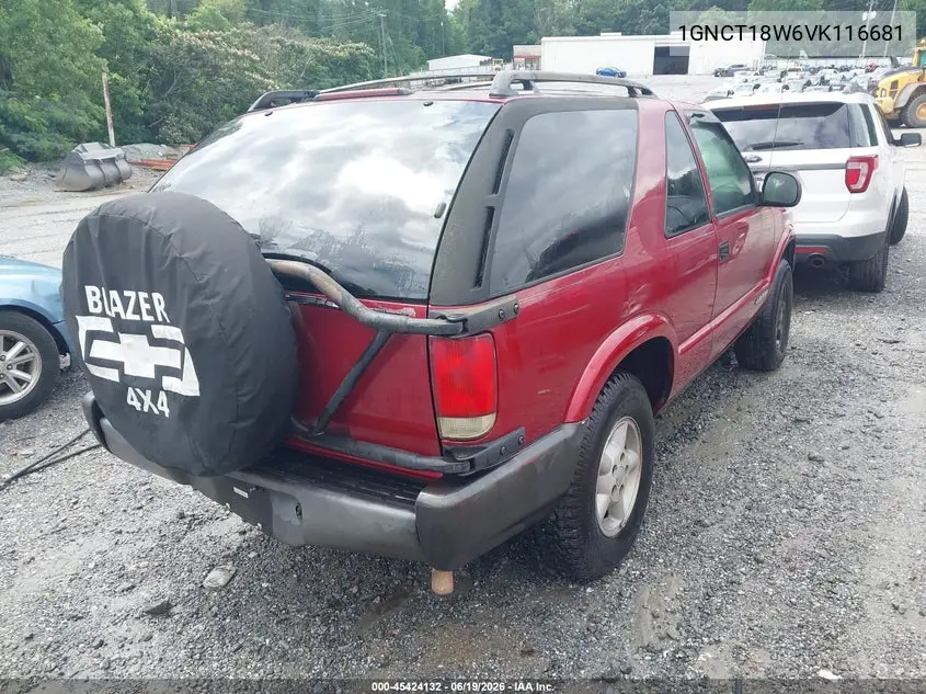1997 Chevrolet Blazer Ls VIN: 1GNCT18W6VK116681 Lot: 45424132