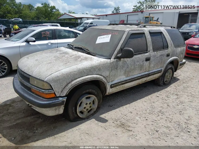 1998 Chevrolet Blazer Ls VIN: 1GNDT13W7WK138525 Lot: 45646212