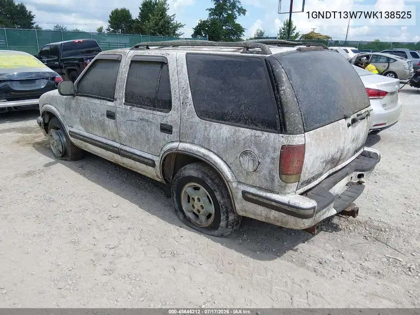 1998 Chevrolet Blazer Ls VIN: 1GNDT13W7WK138525 Lot: 45646212