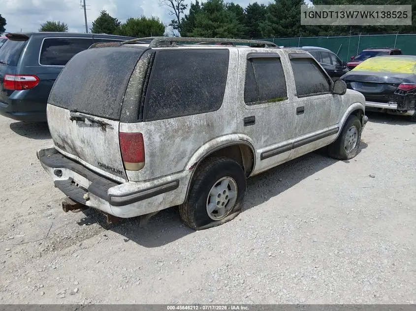 1998 Chevrolet Blazer Ls VIN: 1GNDT13W7WK138525 Lot: 45646212