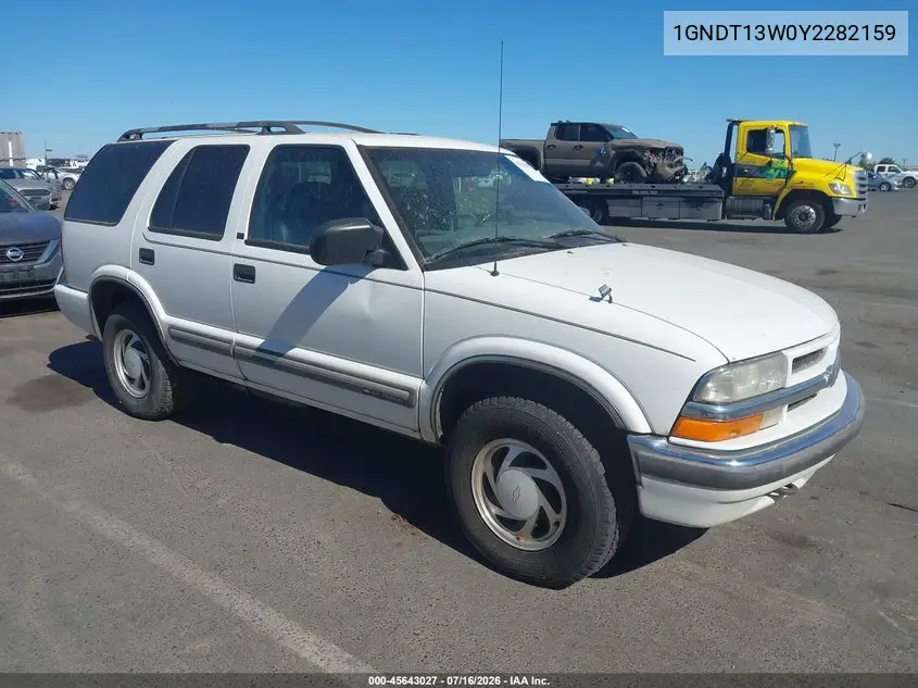 2000 Chevrolet Blazer Lt VIN: 1GNDT13W0Y2282159 Lot: 45643027