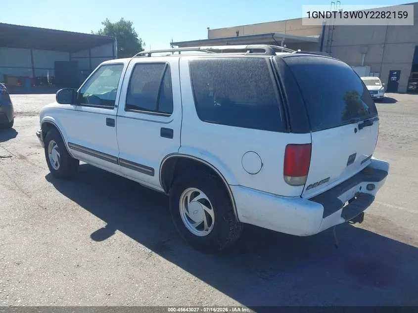 2000 Chevrolet Blazer Lt VIN: 1GNDT13W0Y2282159 Lot: 45643027