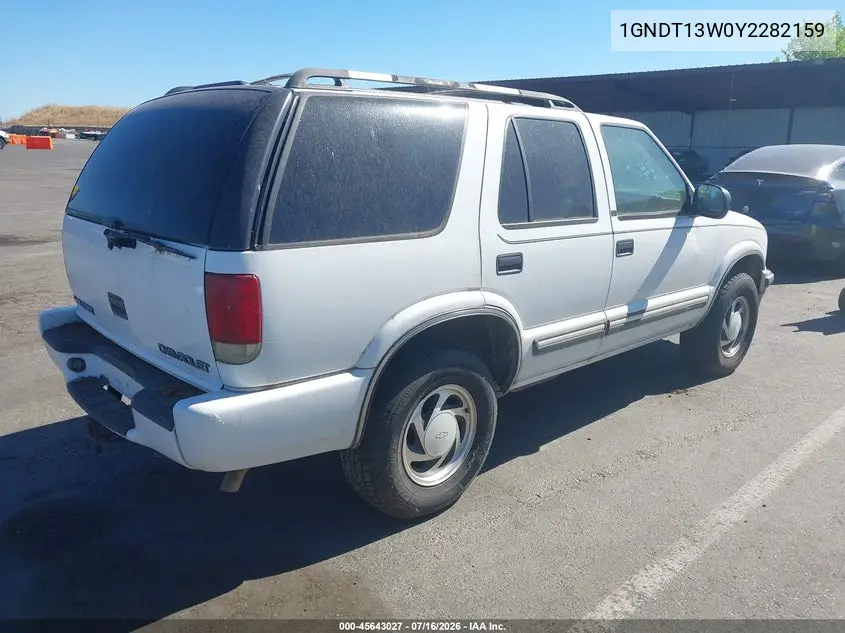 2000 Chevrolet Blazer Lt VIN: 1GNDT13W0Y2282159 Lot: 45643027