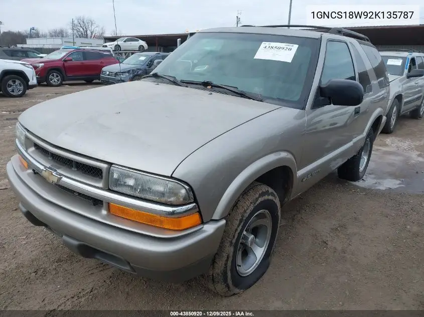 1GNCS18W92K135787 2002 Chevrolet Blazer Ls