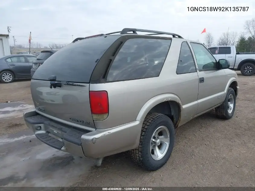 1GNCS18W92K135787 2002 Chevrolet Blazer Ls