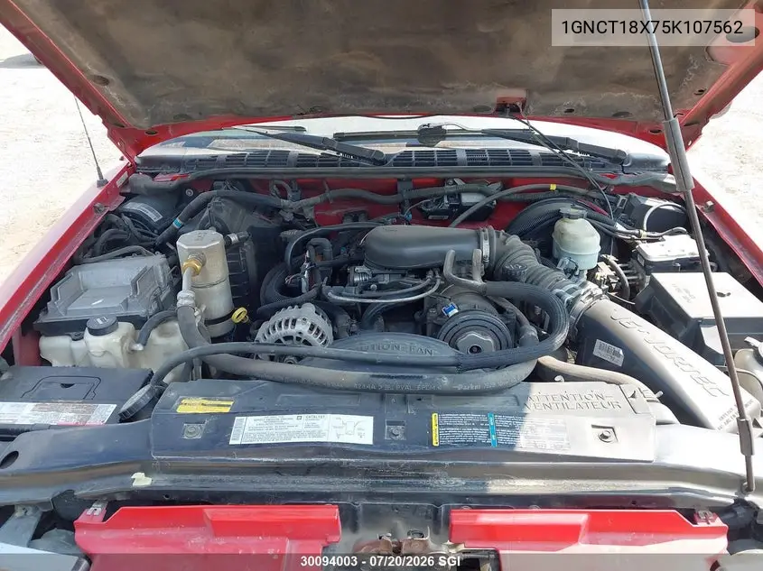 2005 Chevrolet Blazer VIN: 1GNCT18X75K107562 Lot: 30094003