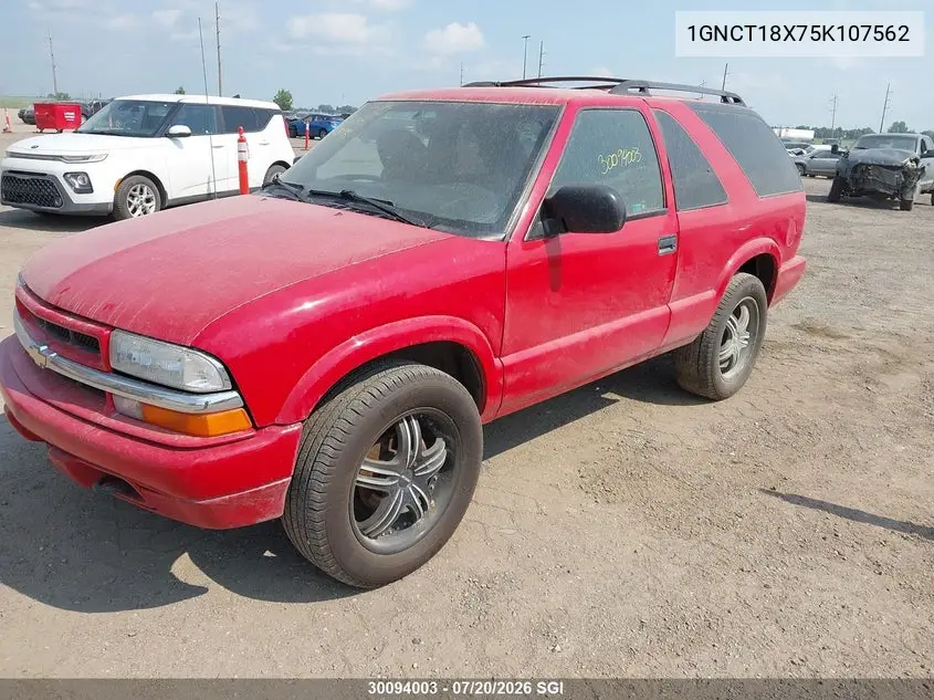 2005 Chevrolet Blazer VIN: 1GNCT18X75K107562 Lot: 30094003