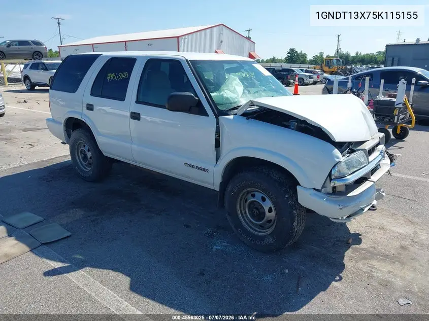 2005 Chevrolet Blazer Ls VIN: 1GNDT13X75K115155 Lot: 45563025