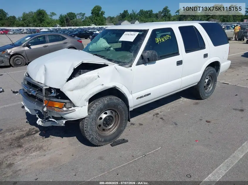 2005 Chevrolet Blazer Ls VIN: 1GNDT13X75K115155 Lot: 45563025