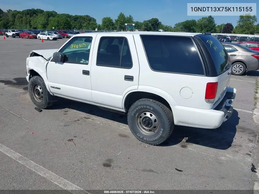 2005 Chevrolet Blazer Ls VIN: 1GNDT13X75K115155 Lot: 45563025