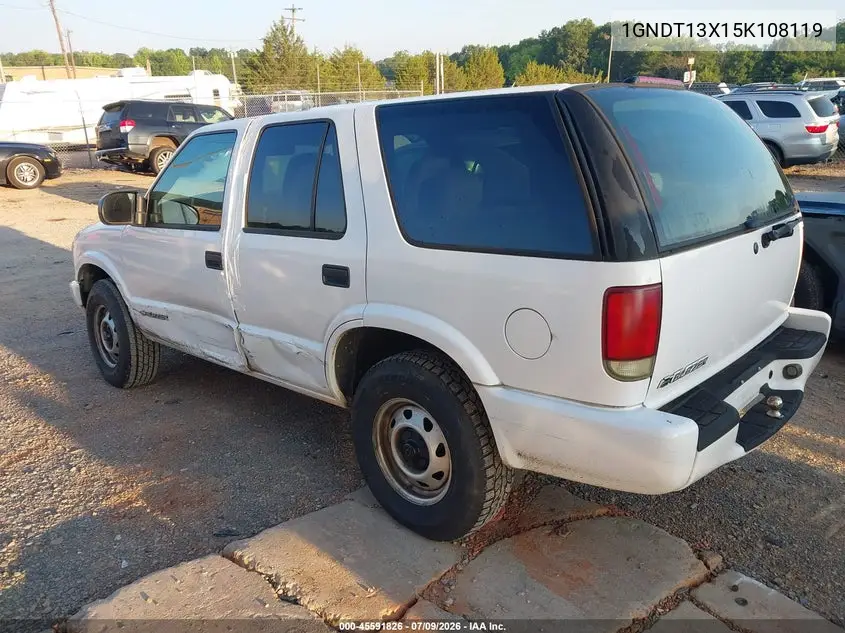 2005 Chevrolet Blazer Ls VIN: 1GNDT13X15K108119 Lot: 45591826