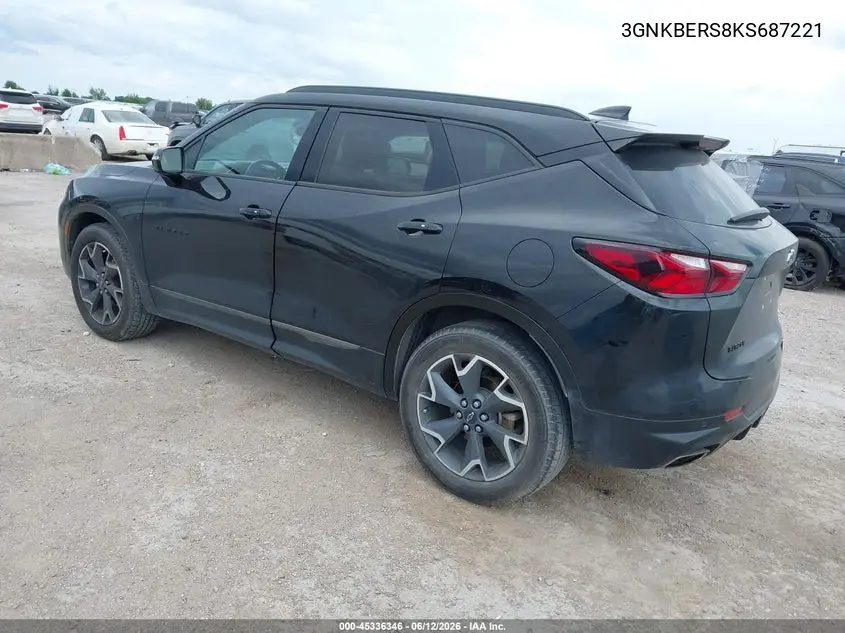 2019 Chevrolet Blazer Rs VIN: 3GNKBERS8KS687221 Lot: 45336346