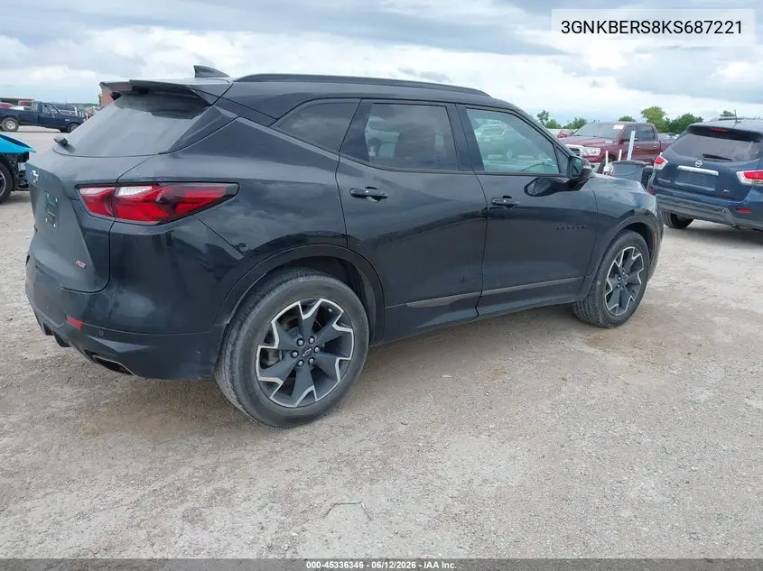 2019 Chevrolet Blazer Rs VIN: 3GNKBERS8KS687221 Lot: 45336346
