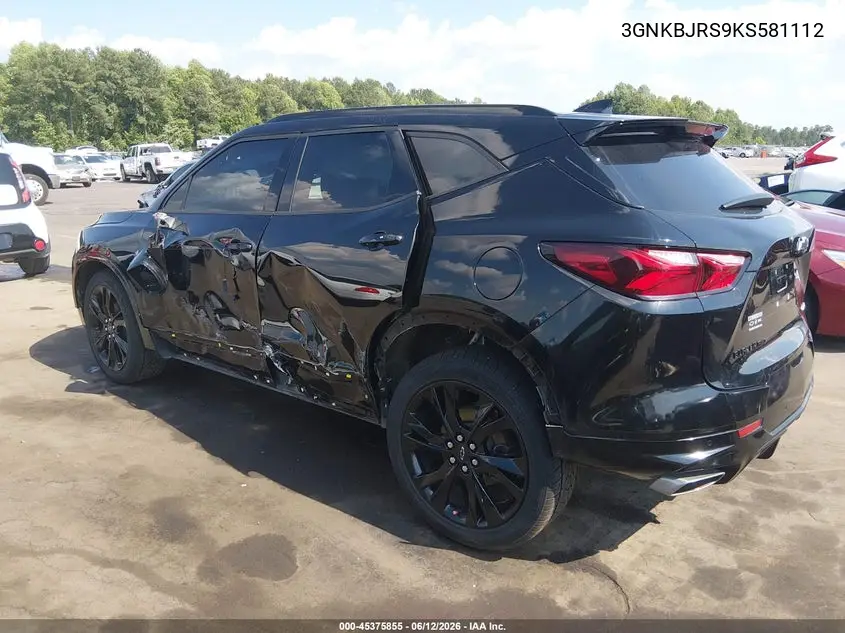 2019 Chevrolet Blazer Rs VIN: 3GNKBJRS9KS581112 Lot: 45375855