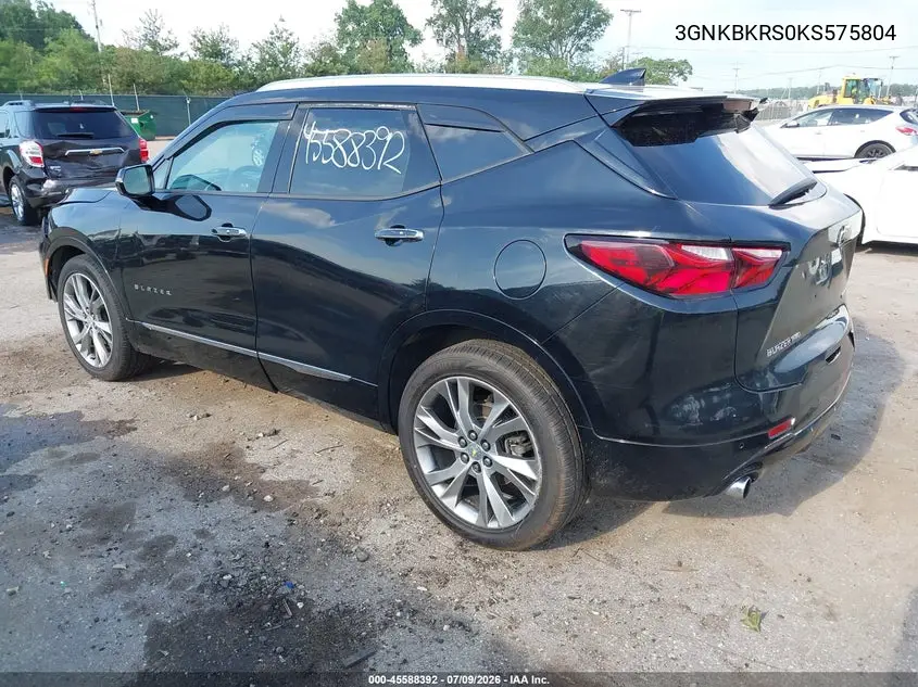 2019 Chevrolet Blazer Premier VIN: 3GNKBKRS0KS575804 Lot: 45588392