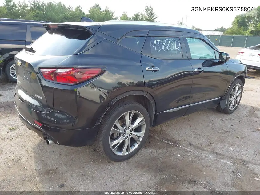 2019 Chevrolet Blazer Premier VIN: 3GNKBKRS0KS575804 Lot: 45588392