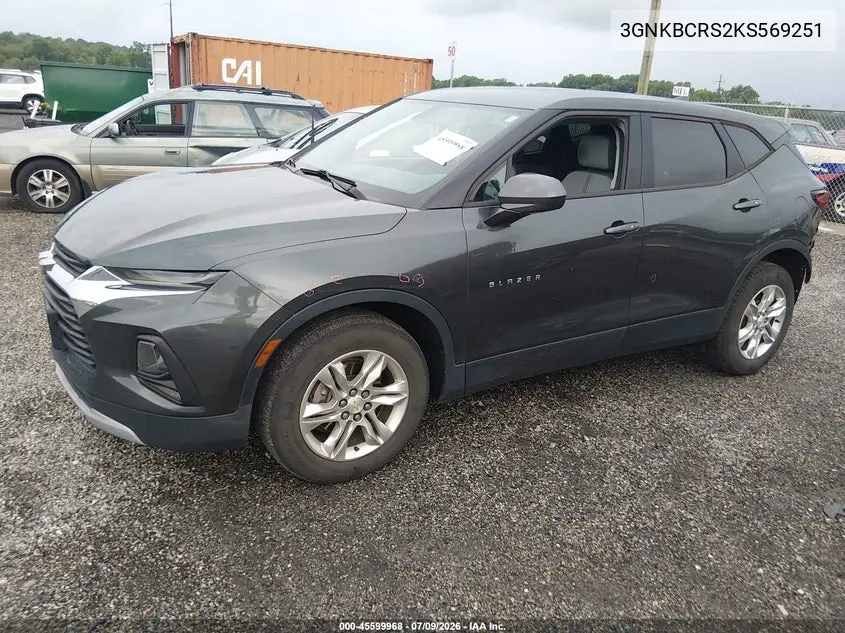 2019 Chevrolet Blazer VIN: 3GNKBCRS2KS569251 Lot: 45599968