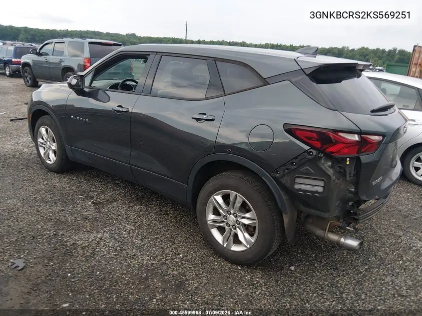 2019 Chevrolet Blazer VIN: 3GNKBCRS2KS569251 Lot: 45599968
