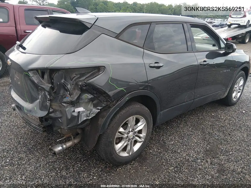 2019 Chevrolet Blazer VIN: 3GNKBCRS2KS569251 Lot: 45599968