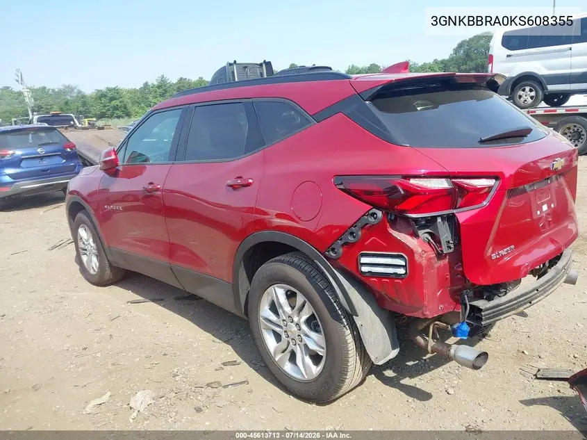 2019 Chevrolet Blazer VIN: 3GNKBBRA0KS608355 Lot: 45613713
