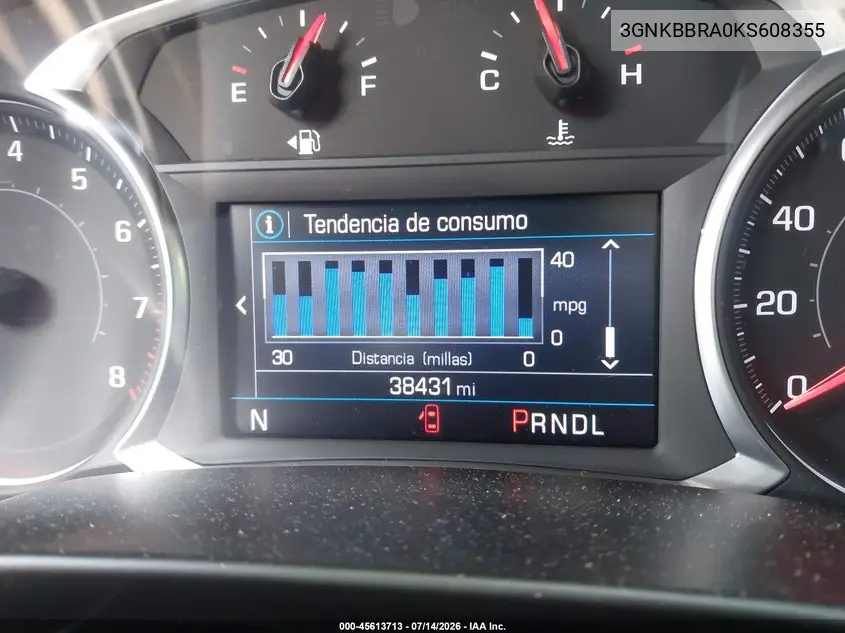 2019 Chevrolet Blazer VIN: 3GNKBBRA0KS608355 Lot: 45613713