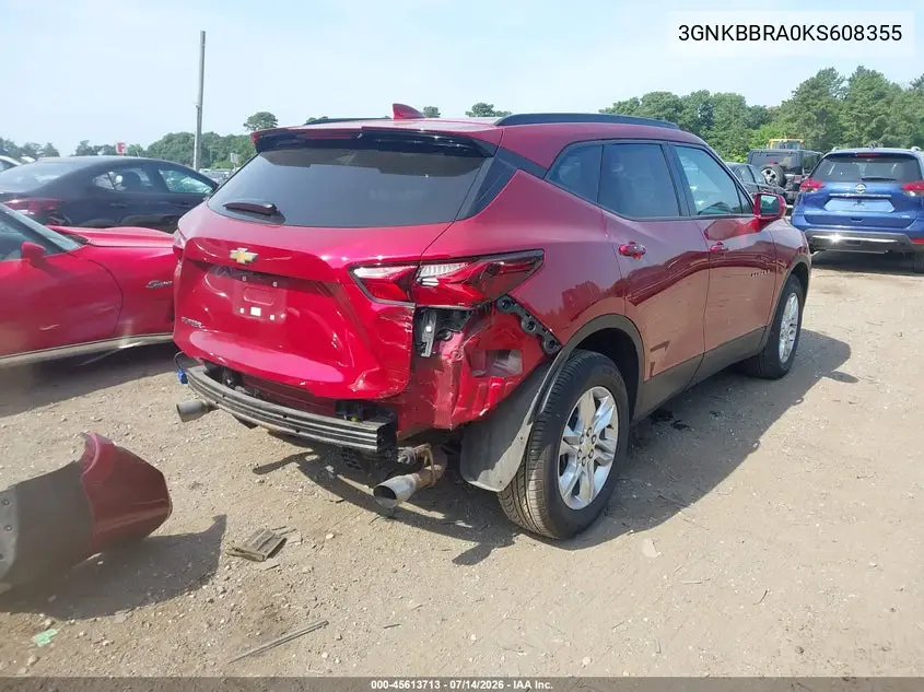 2019 Chevrolet Blazer VIN: 3GNKBBRA0KS608355 Lot: 45613713