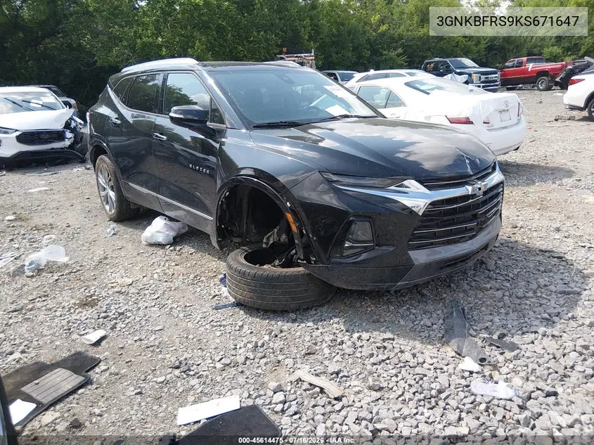 2019 Chevrolet Blazer Premier VIN: 3GNKBFRS9KS671647 Lot: 45614475