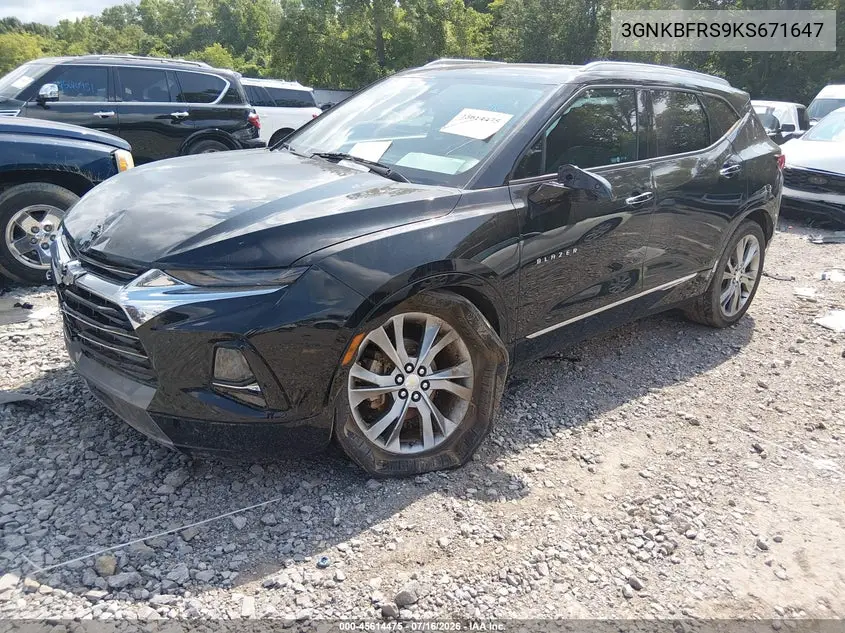2019 Chevrolet Blazer Premier VIN: 3GNKBFRS9KS671647 Lot: 45614475