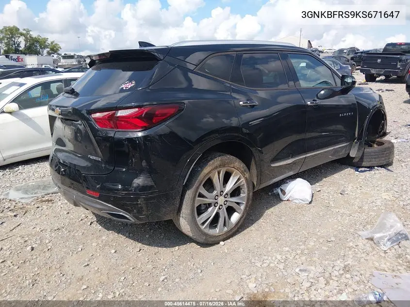 2019 Chevrolet Blazer Premier VIN: 3GNKBFRS9KS671647 Lot: 45614475