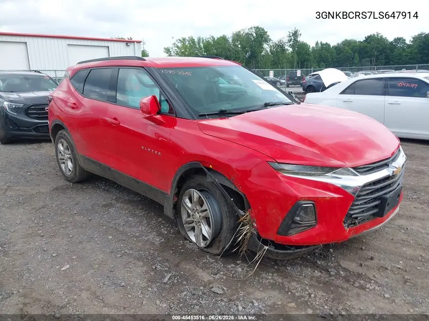 2020 Chevrolet Blazer Fwd 2Lt VIN: 3GNKBCRS7LS647914 Lot: 45453516