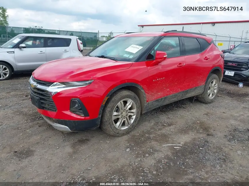 2020 Chevrolet Blazer Fwd 2Lt VIN: 3GNKBCRS7LS647914 Lot: 45453516