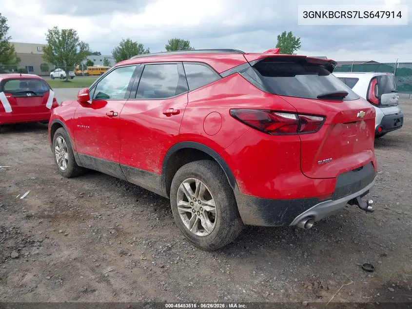 2020 Chevrolet Blazer Fwd 2Lt VIN: 3GNKBCRS7LS647914 Lot: 45453516