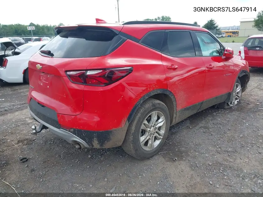 2020 Chevrolet Blazer Fwd 2Lt VIN: 3GNKBCRS7LS647914 Lot: 45453516