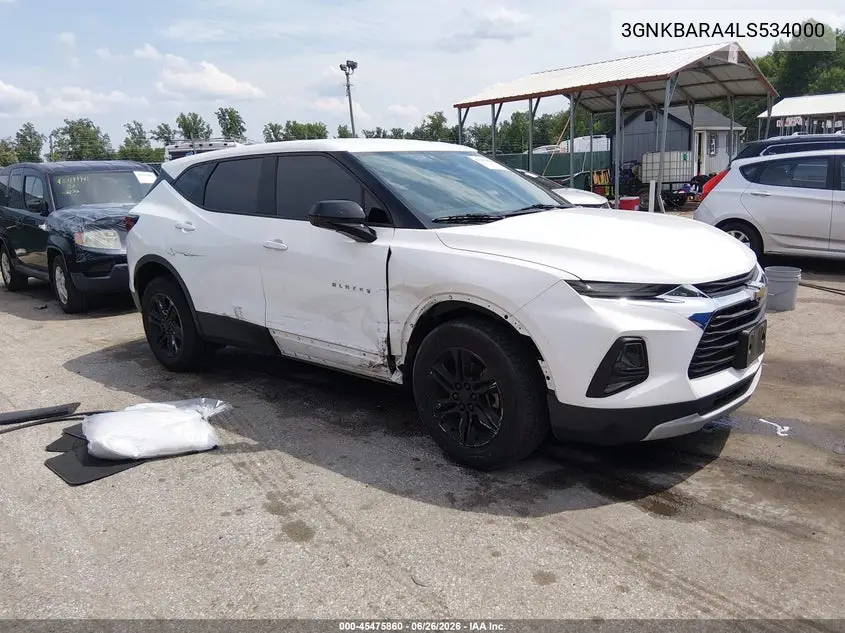 2020 Chevrolet Blazer Fwd L VIN: 3GNKBARA4LS534000 Lot: 45475860