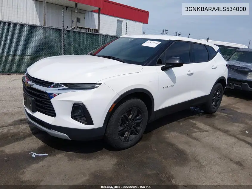 2020 Chevrolet Blazer Fwd L VIN: 3GNKBARA4LS534000 Lot: 45475860