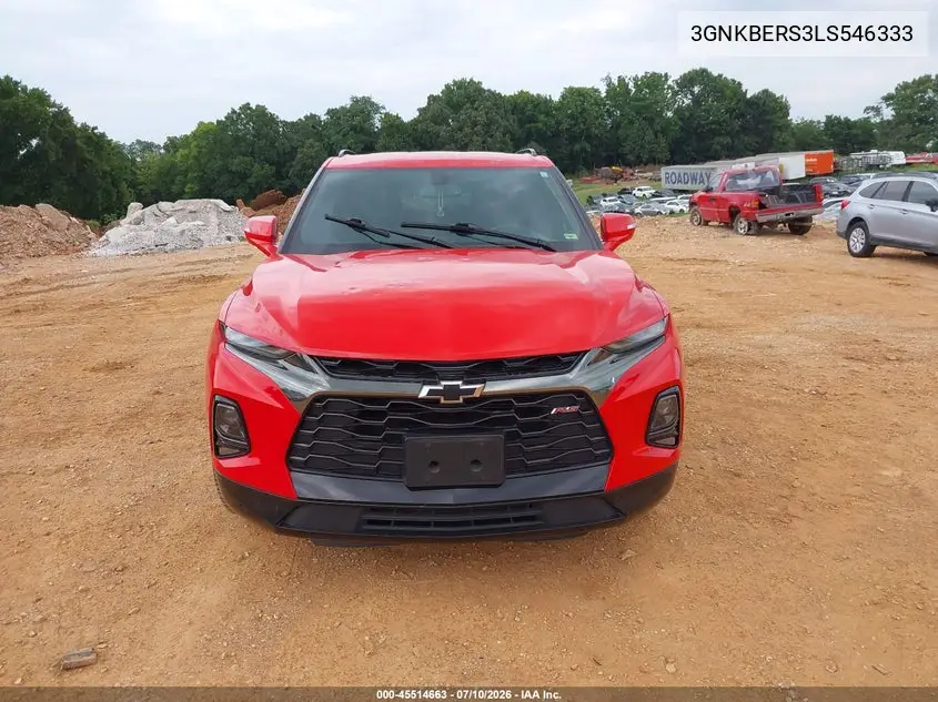 2020 Chevrolet Blazer Fwd Rs VIN: 3GNKBERS3LS546333 Lot: 45514663