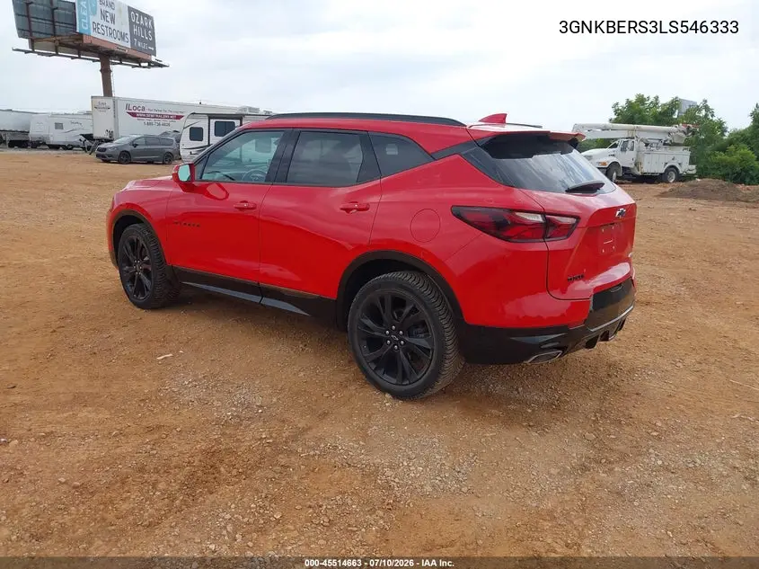 2020 Chevrolet Blazer Fwd Rs VIN: 3GNKBERS3LS546333 Lot: 45514663