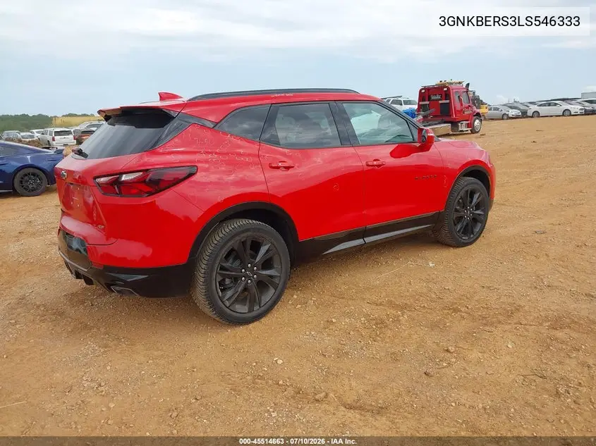 2020 Chevrolet Blazer Fwd Rs VIN: 3GNKBERS3LS546333 Lot: 45514663