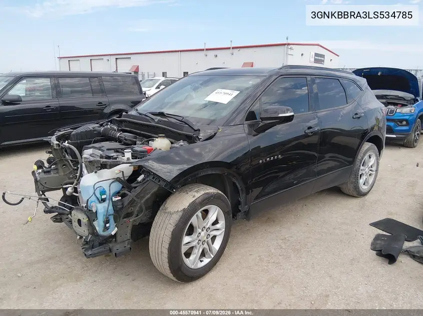 2020 Chevrolet Blazer Fwd 1Lt VIN: 3GNKBBRA3LS534785 Lot: 45570941
