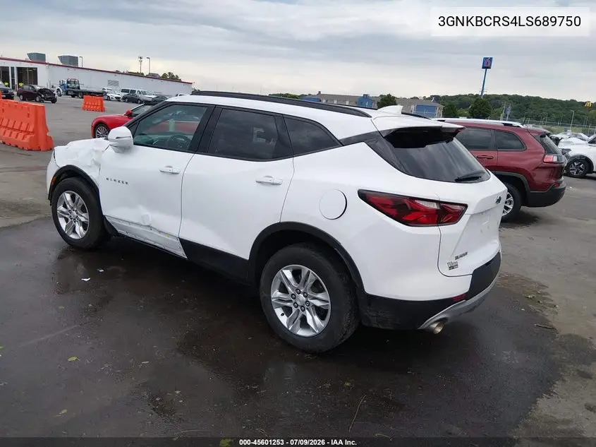 2020 Chevrolet Blazer Fwd 2Lt VIN: 3GNKBCRS4LS689750 Lot: 45601253