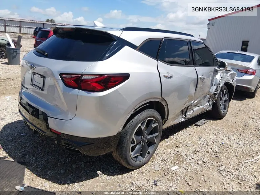 2020 Chevrolet Blazer Awd Rs VIN: 3GNKBKRS3LS684193 Lot: 45625160
