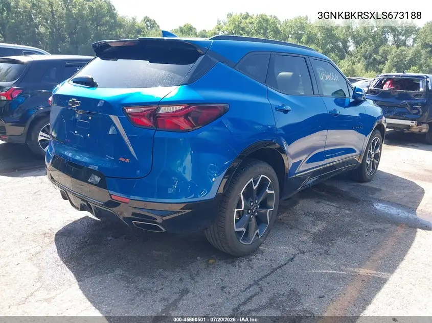 2020 Chevrolet Blazer Awd Rs VIN: 3GNKBKRSXLS673188 Lot: 45660501