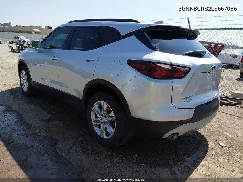 2020 Chevrolet Blazer Fwd 2Lt VIN: 3GNKBCRS2LS667035 Lot: 45680691