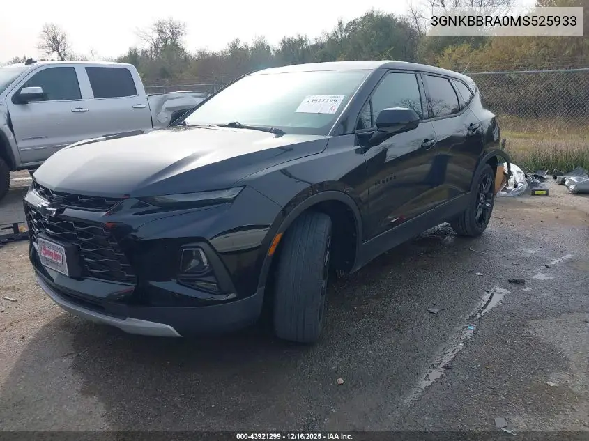 3GNKBBRA0MS525933 2021 Chevrolet Blazer Fwd 1Lt