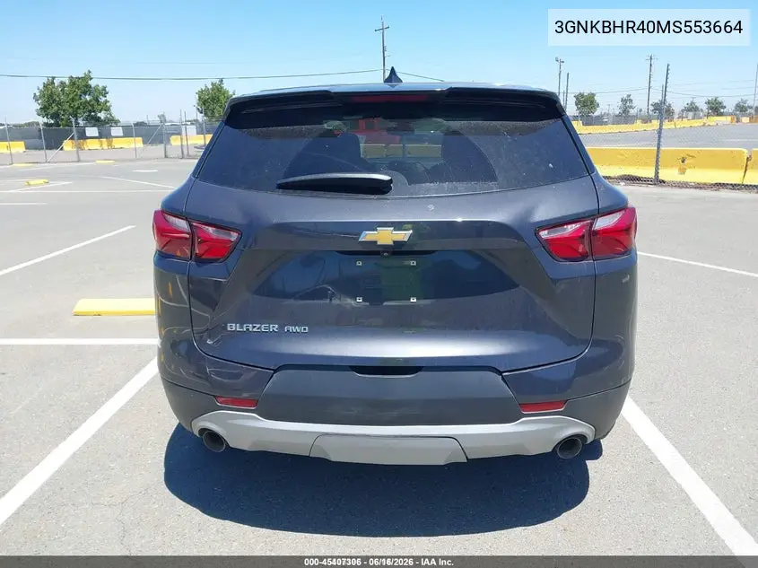 2021 Chevrolet Blazer Awd 2Lt VIN: 3GNKBHR40MS553664 Lot: 45407306