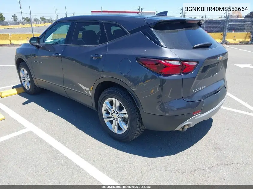 2021 Chevrolet Blazer Awd 2Lt VIN: 3GNKBHR40MS553664 Lot: 45407306