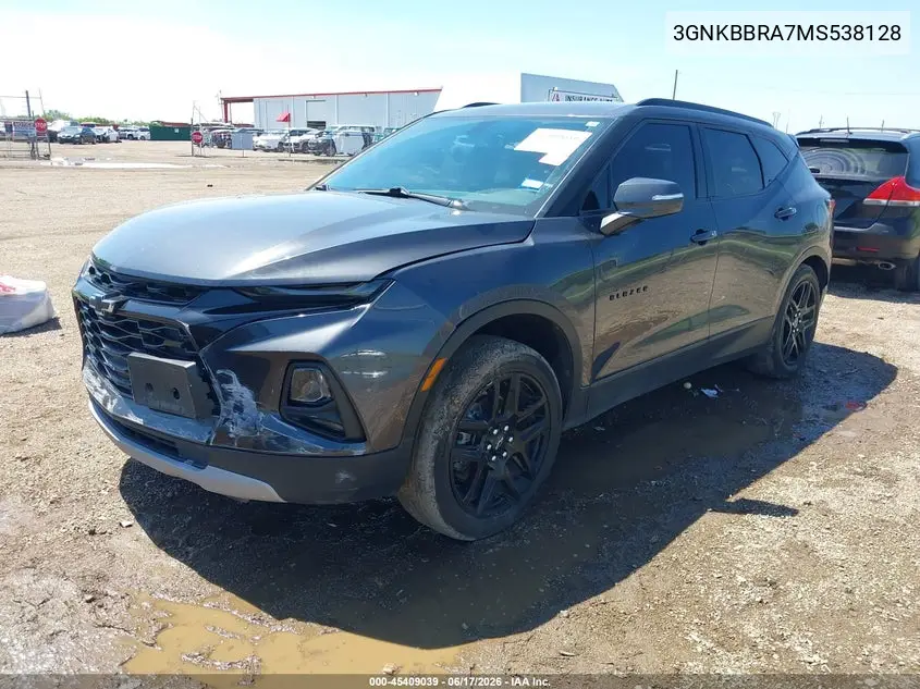 2021 Chevrolet Blazer Fwd 1Lt VIN: 3GNKBBRA7MS538128 Lot: 45409039