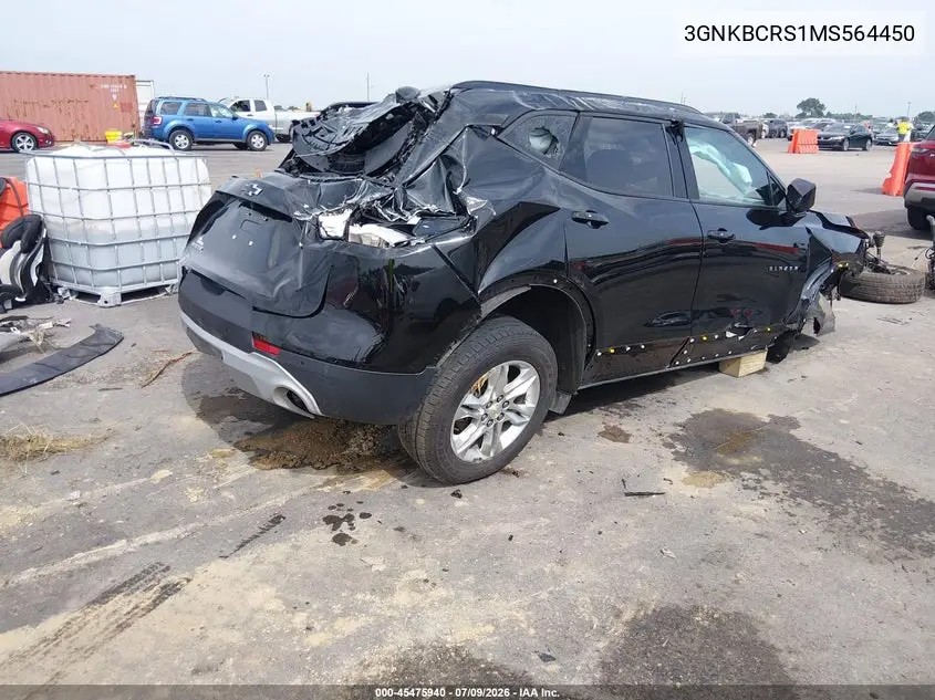 2021 Chevrolet Blazer Fwd 2Lt VIN: 3GNKBCRS1MS564450 Lot: 45475940